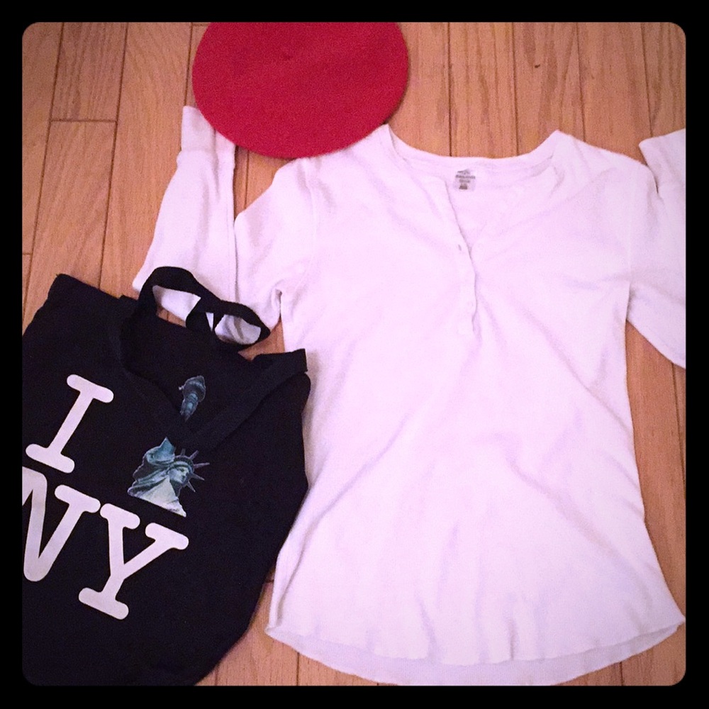 White Button down thermal Top. Cozy and Comfy!